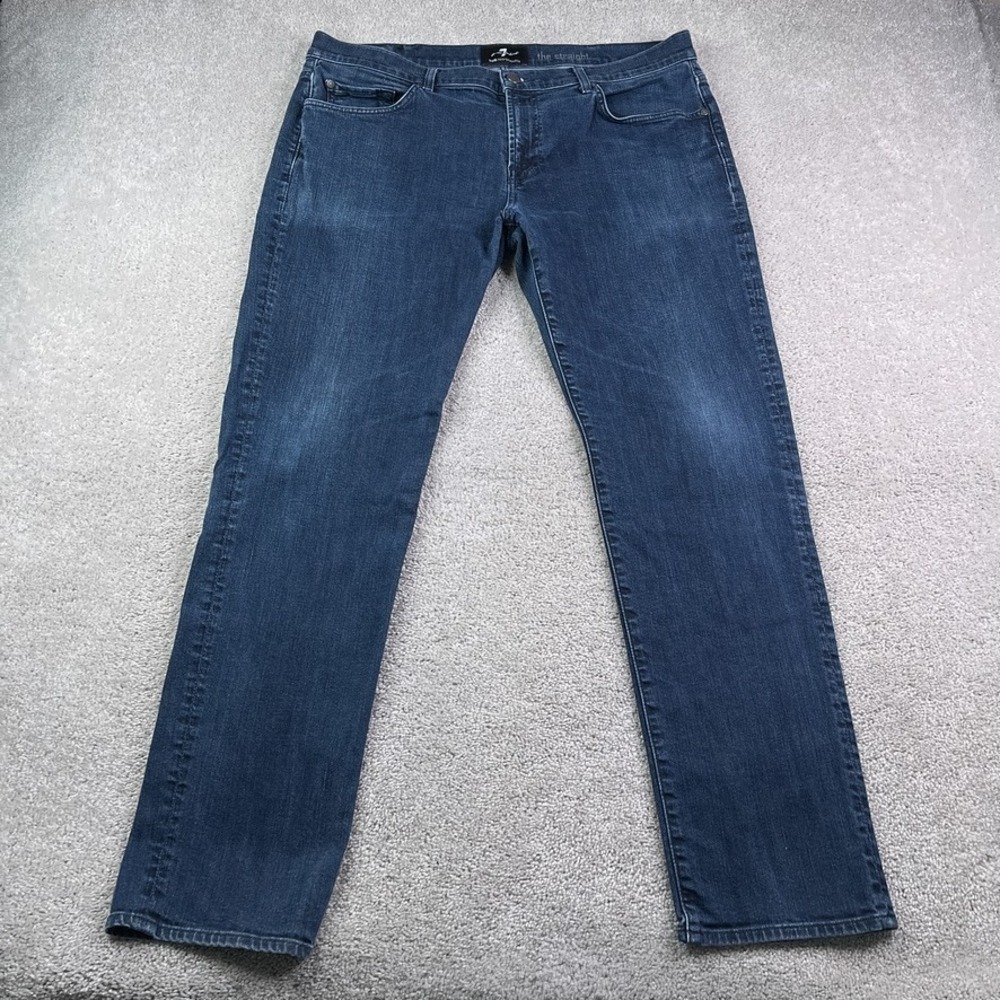 7 For All Mankind Jeans Mens 40x32 Blue Luxe Performance Straight Stretch Denim